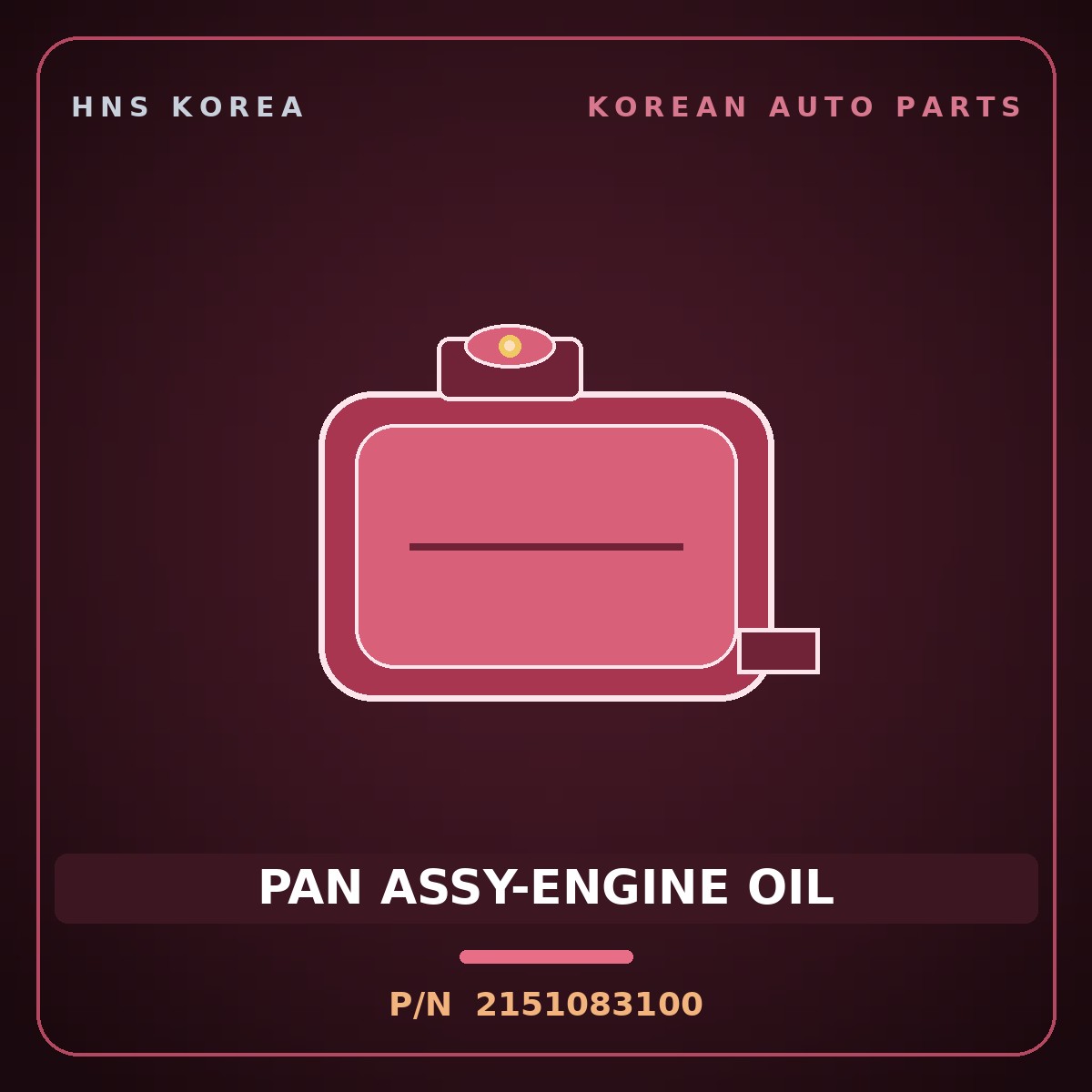 Genuine Mobis PAN ASSY-ENGINE OIL 2151083100 for AM928/AM937 1998 HNS Parts Korea