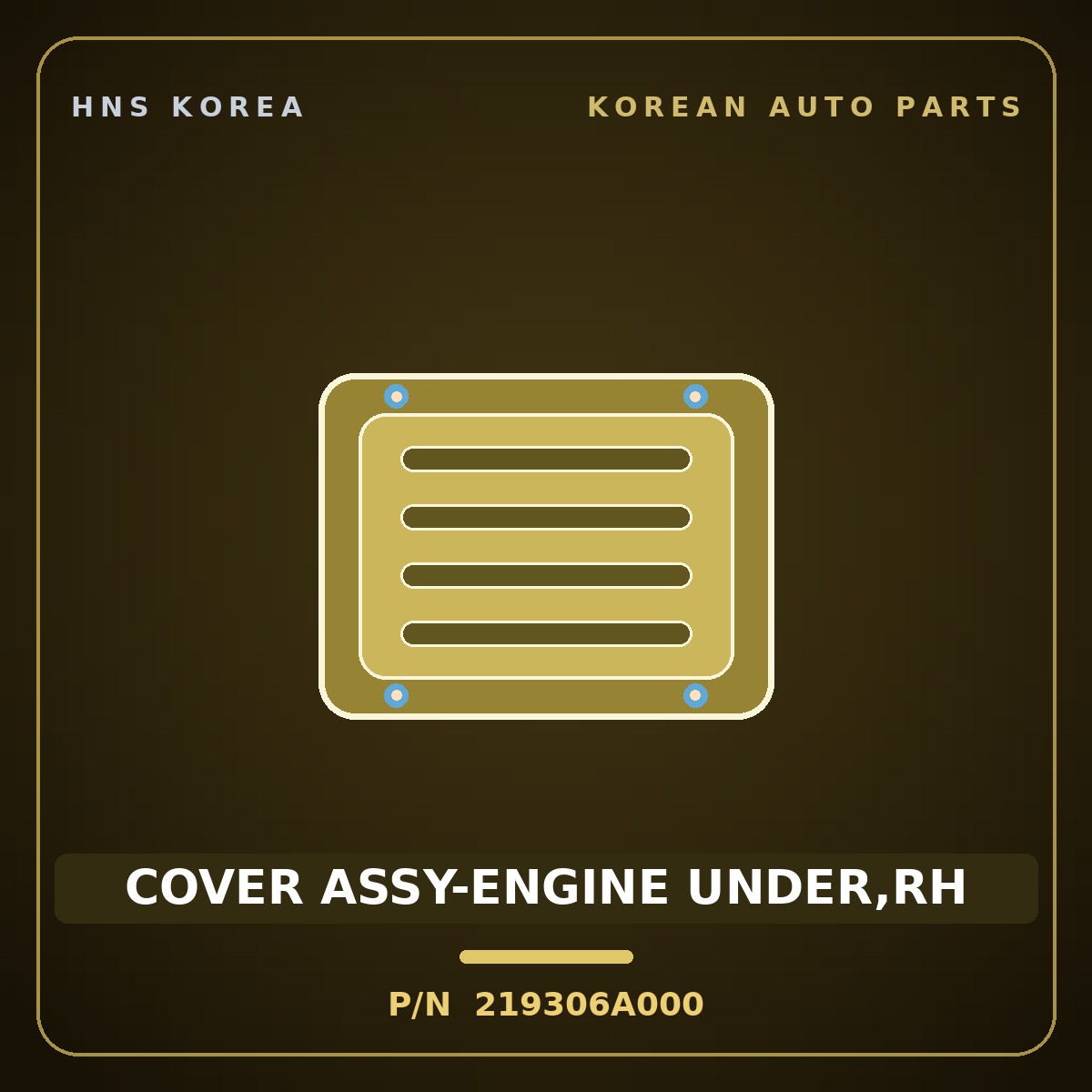 Genuine Mobis COVER ASSY-ENGINE UNDER,RH 219306A000 for 5-Ton Truck 1997 HNS Parts Korea