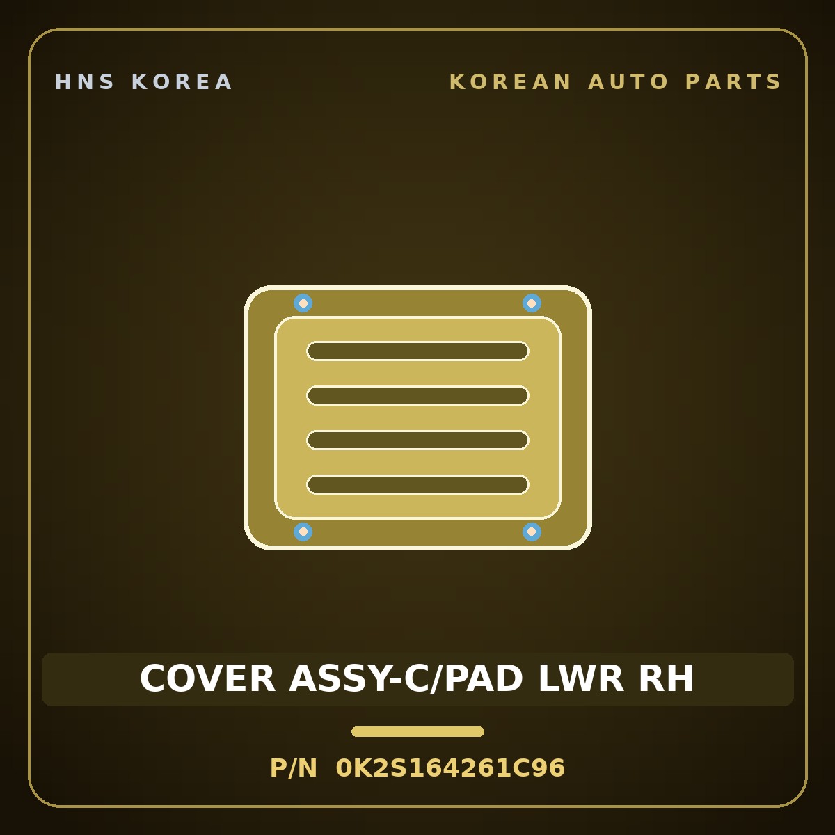 Genuine Mobis COVER ASSY-C/PAD LWR RH 0K2S164261C96 for Cerato 1998 HNS Parts Korea
