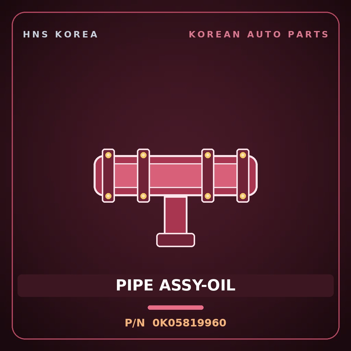 Genuine Mobis PIPE ASSY-OIL 0K05819960 for Retona 1999 HNS Parts Korea