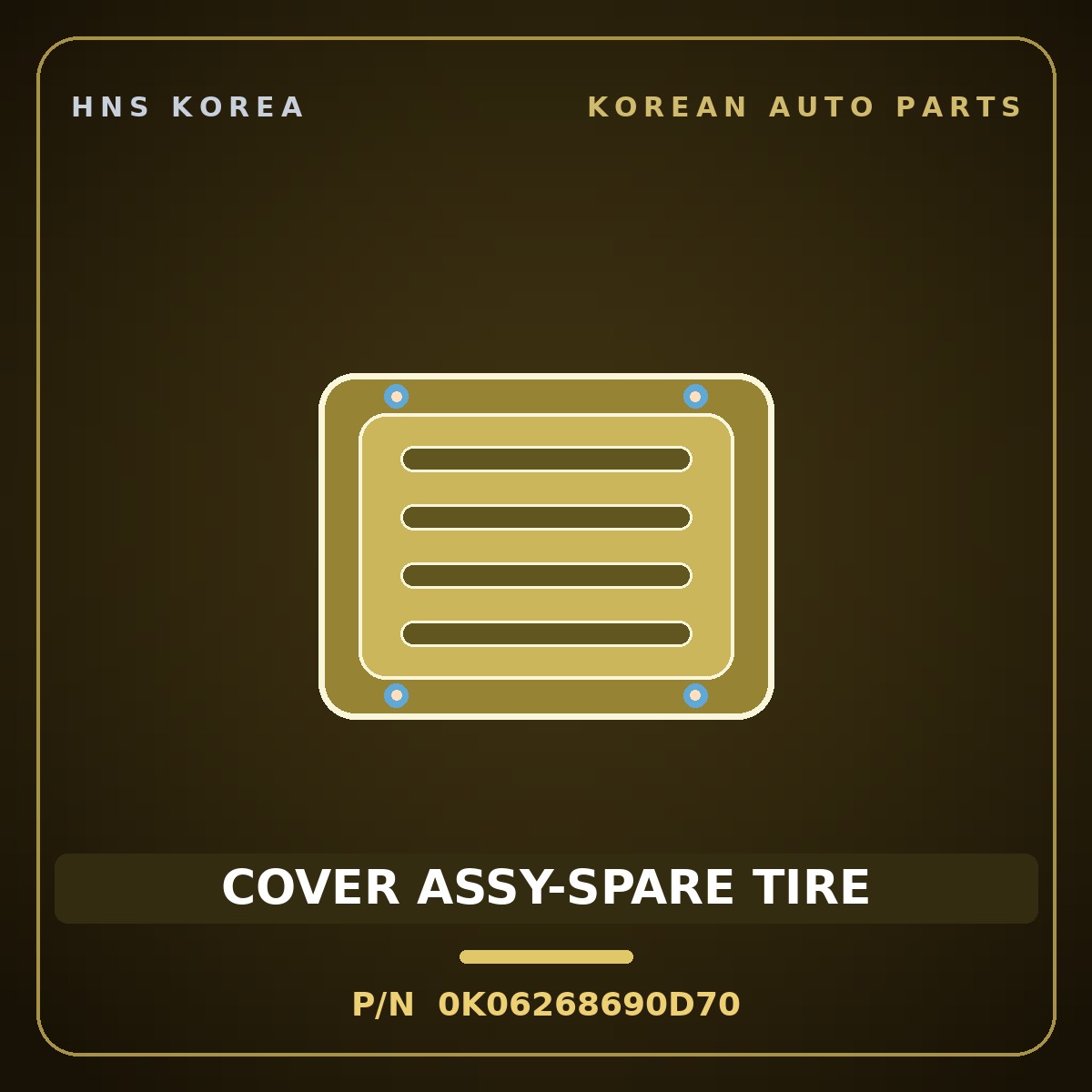 Genuine Mobis COVER ASSY-SPARE TIRE 0K06268690D70 for Sportage 2000 HNS Parts Korea