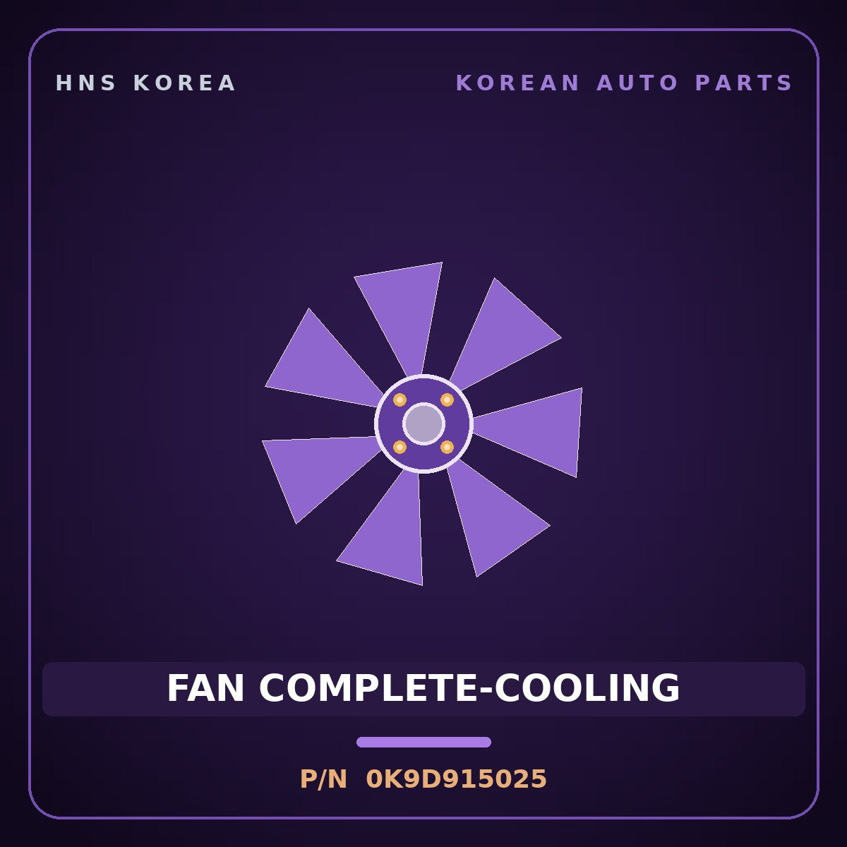 Genuine Mobis FAN COMPLETE-COOLING 0K9D915025 for Parktown 1998 HNS Parts Korea