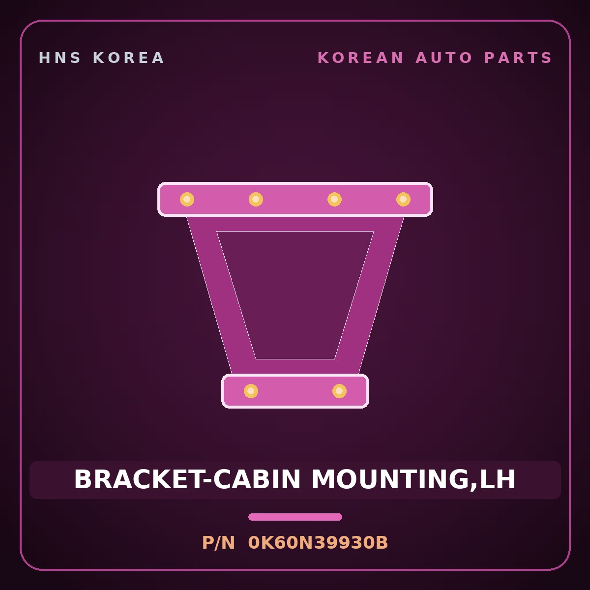 Genuine Mobis BRACKET-CABIN MOUNTING,LH 0K60N39930B for Bongo 1997 HNS Parts Korea