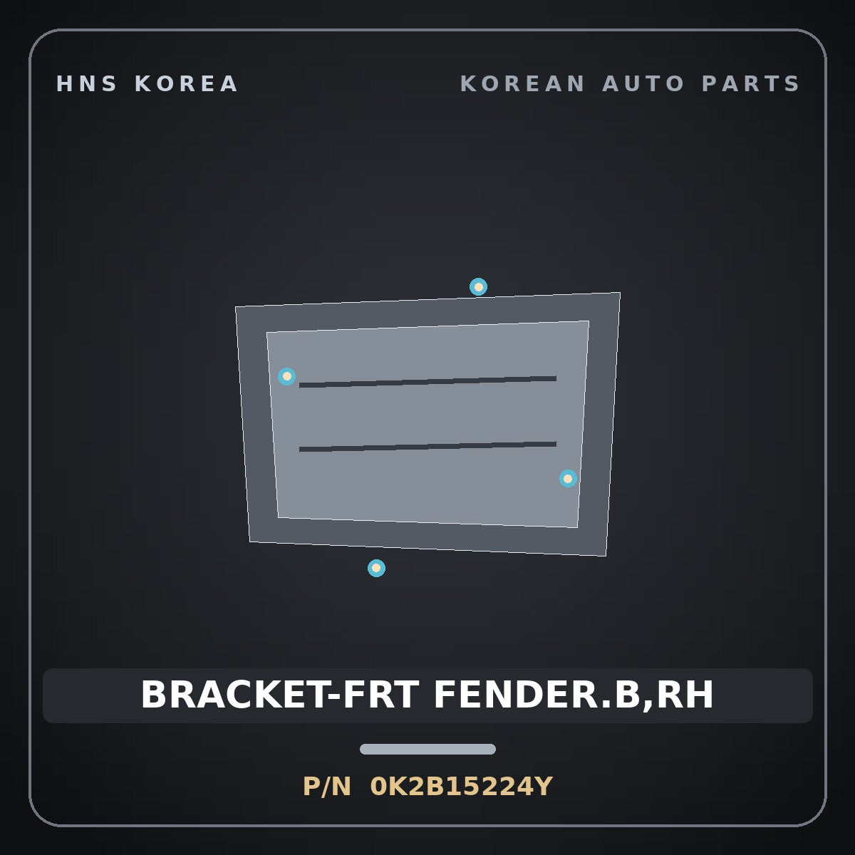 Genuine Mobis BRACKET-FRT FENDER.B,RH 0K2B15224Y for Cerato 1998 HNS Parts Korea