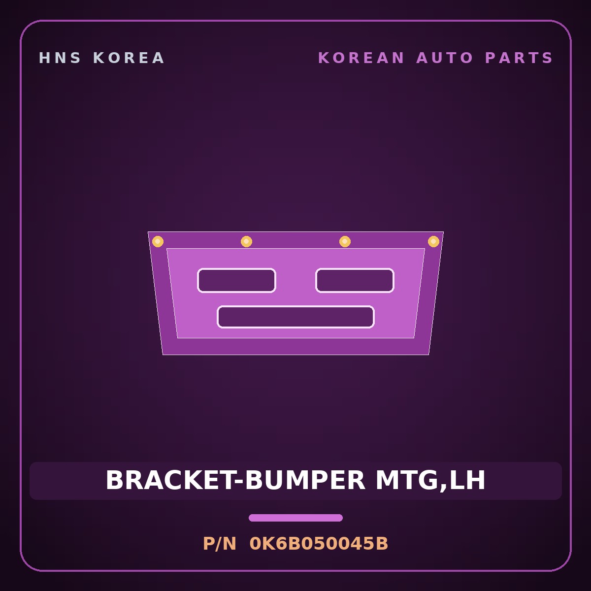 Genuine Mobis BRACKET-BUMPER MTG,LH 0K6B050045B for Bongo 1997 HNS Parts Korea