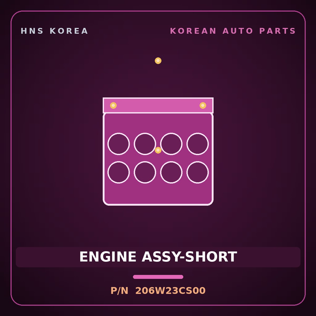Genuine Mobis ENGINE ASSY-SHORT 206W23CS00 for K9 2011 HNS Parts Korea