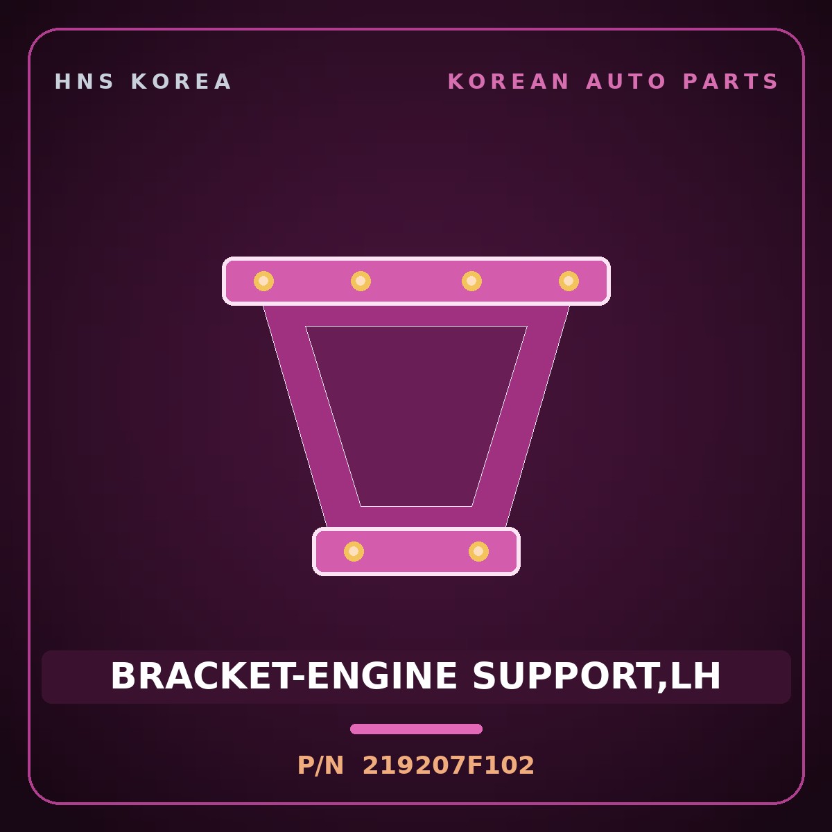 Genuine Mobis BRACKET-ENGINE SUPPORT,LH 219207F102 for 23-Ton Truck 1998 HNS Parts Korea