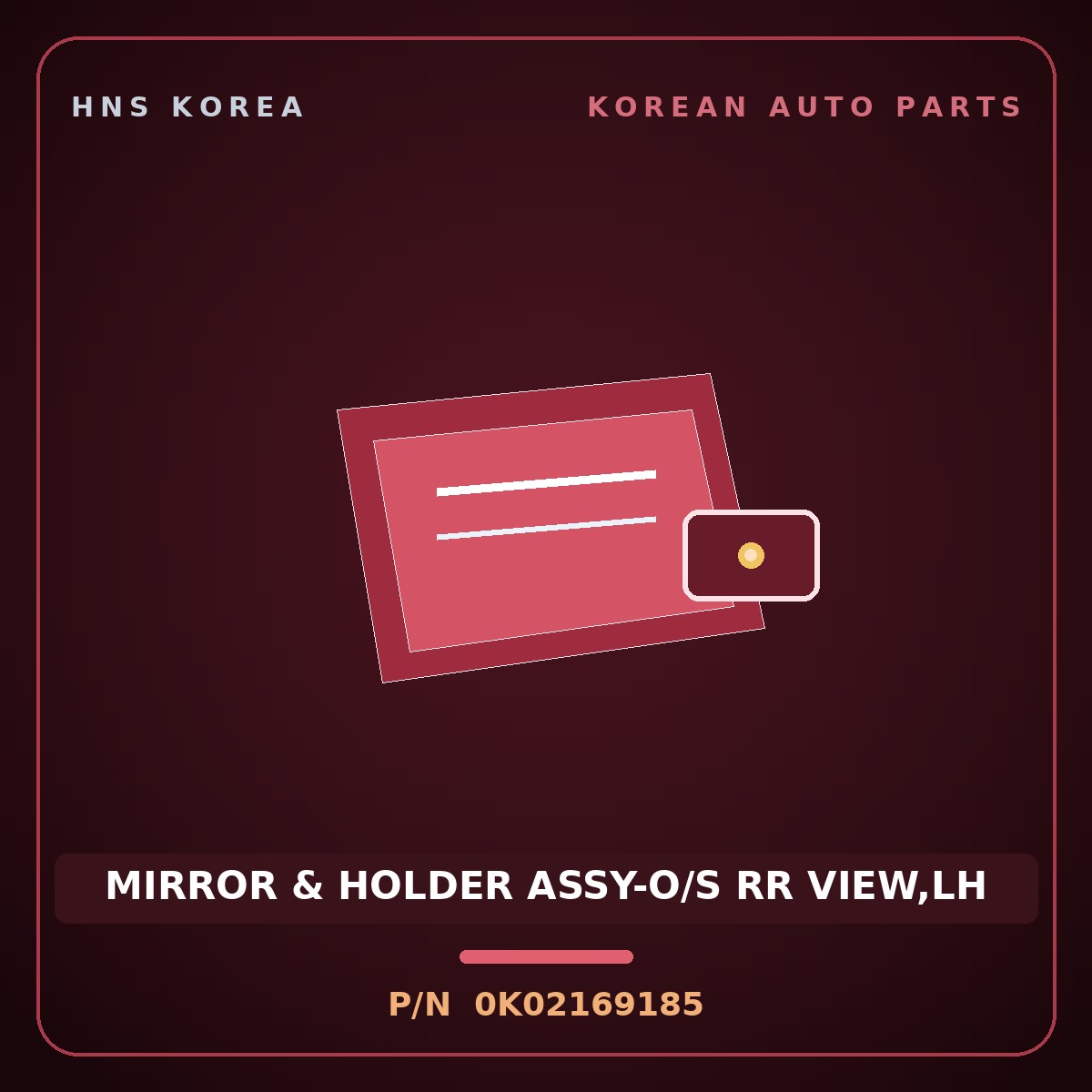 Genuine Mobis MIRROR & HOLDER ASSY-O/S RR VIEW,LH 0K02169185 for Carens 1999 HNS Parts Korea