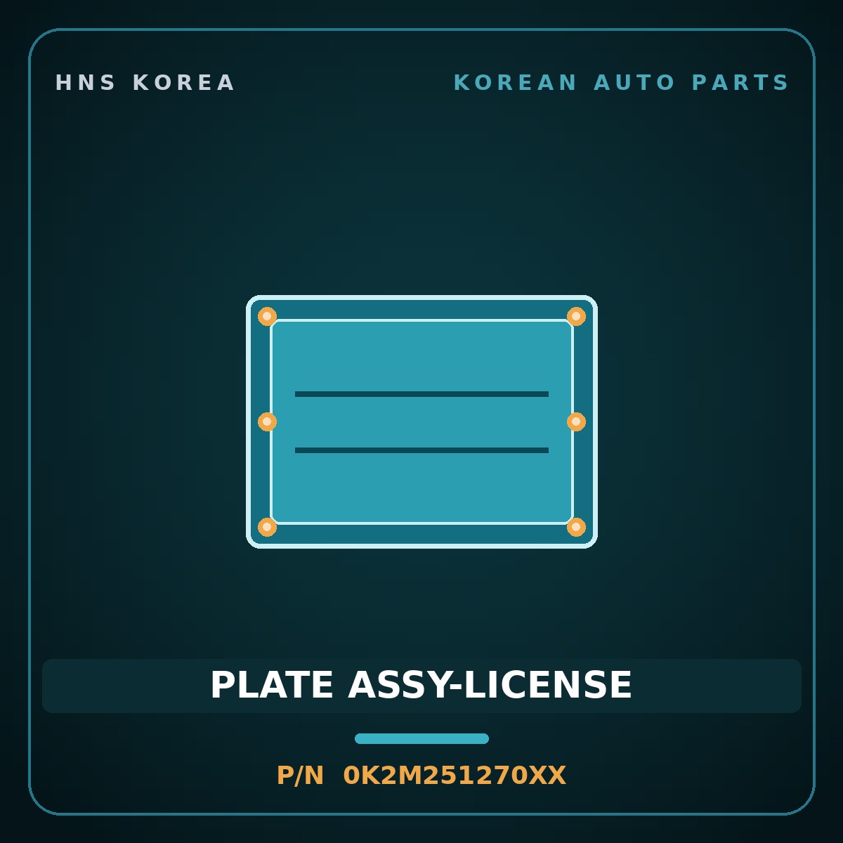 Genuine Mobis PLATE ASSY-LICENSE 0K2M251270XX for Carens 2002 HNS Parts Korea