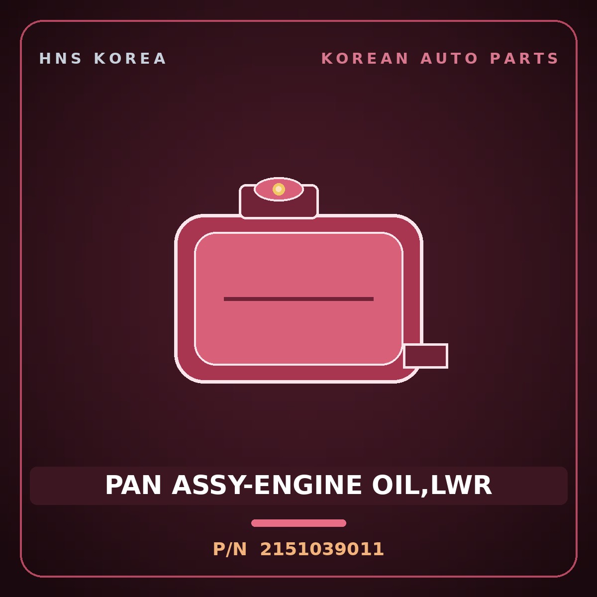 Genuine Mobis PAN ASSY-ENGINE OIL,LWR 2151039011 for Equus 1999 HNS Parts Korea