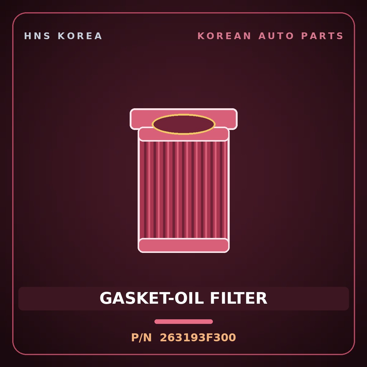 Genuine Mobis GASKET-OIL FILTER 263193F300 for Equus 2007 HNS Parts Korea