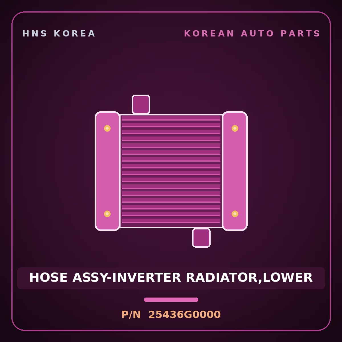 Genuine Mobis HOSE ASSY-INVERTER RADIATOR,LOWER 25436G0000 for K7 2017 HNS Parts Korea