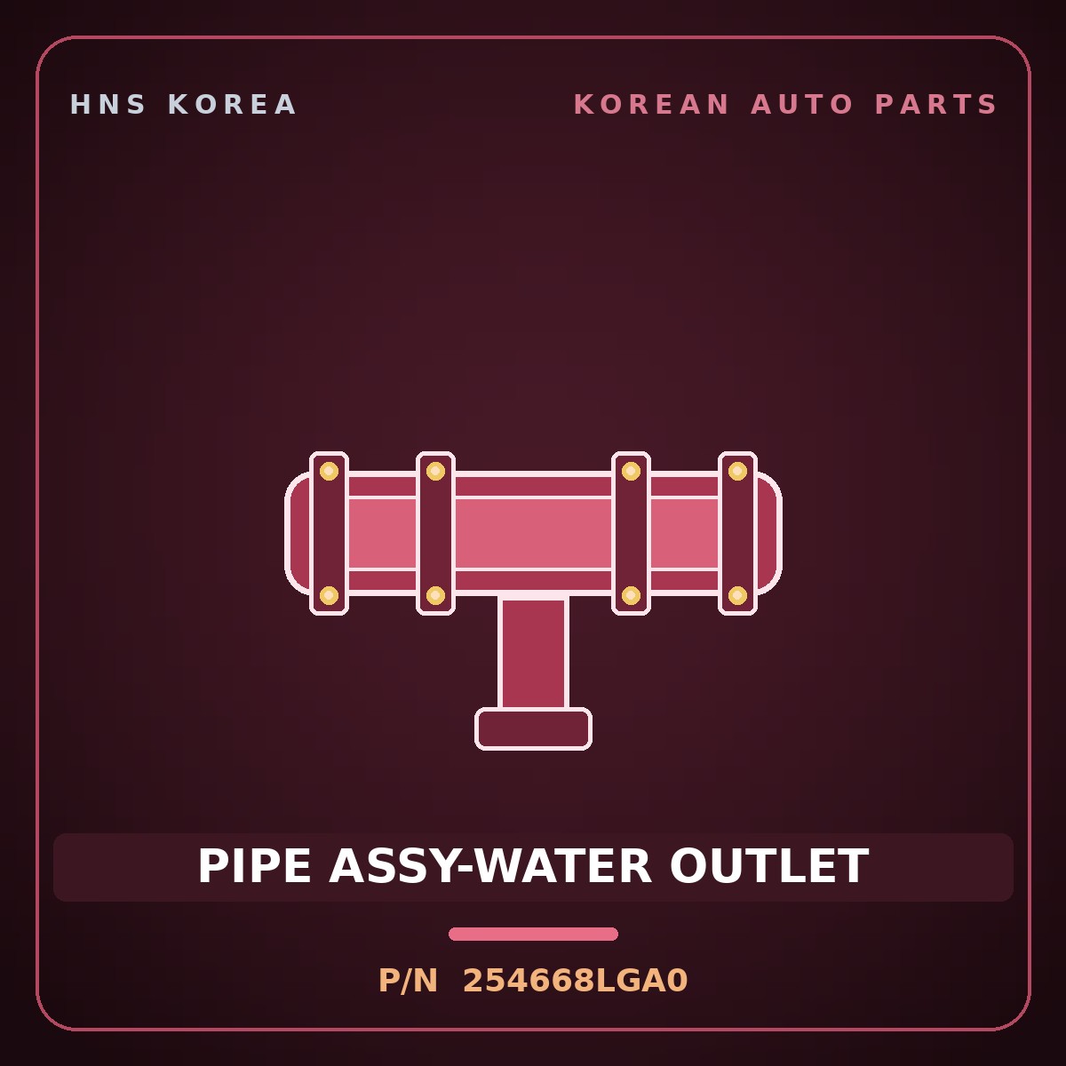 Genuine Mobis PIPE ASSY-WATER OUTLET 254668LGA0 for Elec City 2020 HNS Parts Korea