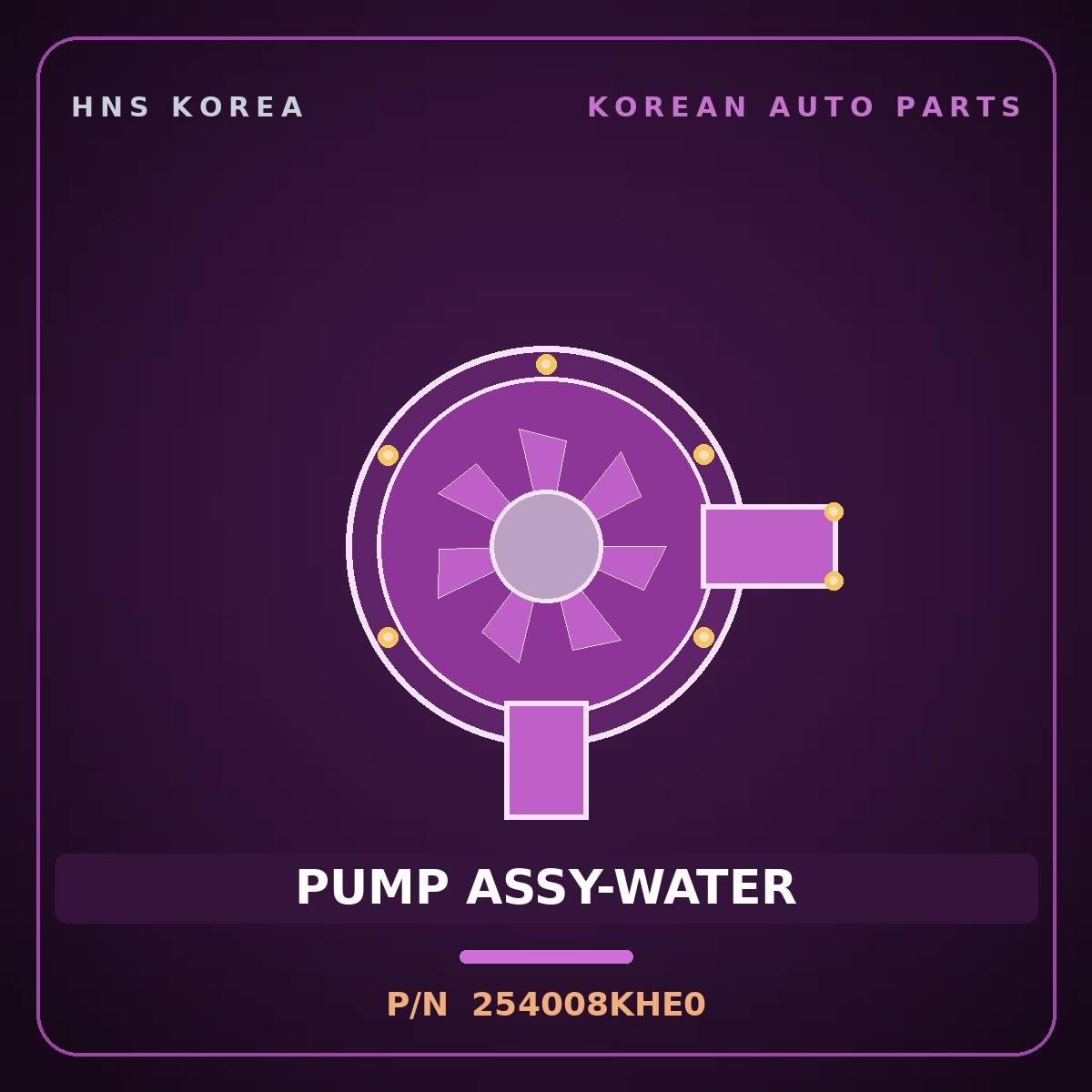 Genuine Mobis PUMP ASSY-WATER 254008KHE0 for Aero City 2008 HNS Parts Korea