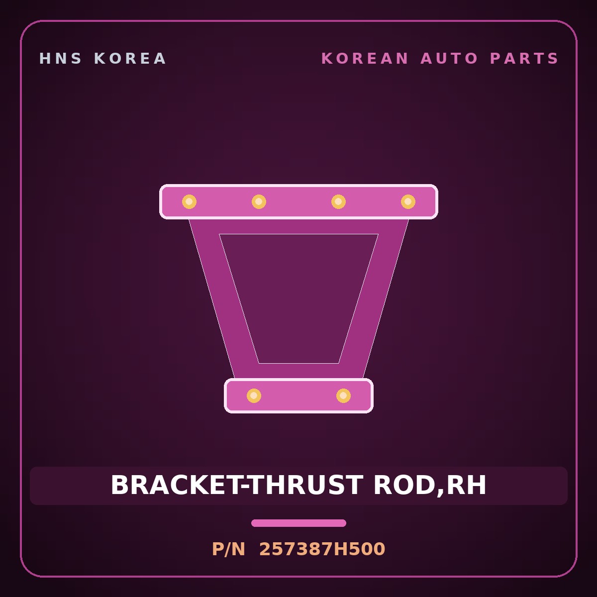 Genuine Mobis BRACKET-THRUST ROD,RH 257387H500 for 11-Ton Truck 1998 HNS Parts Korea