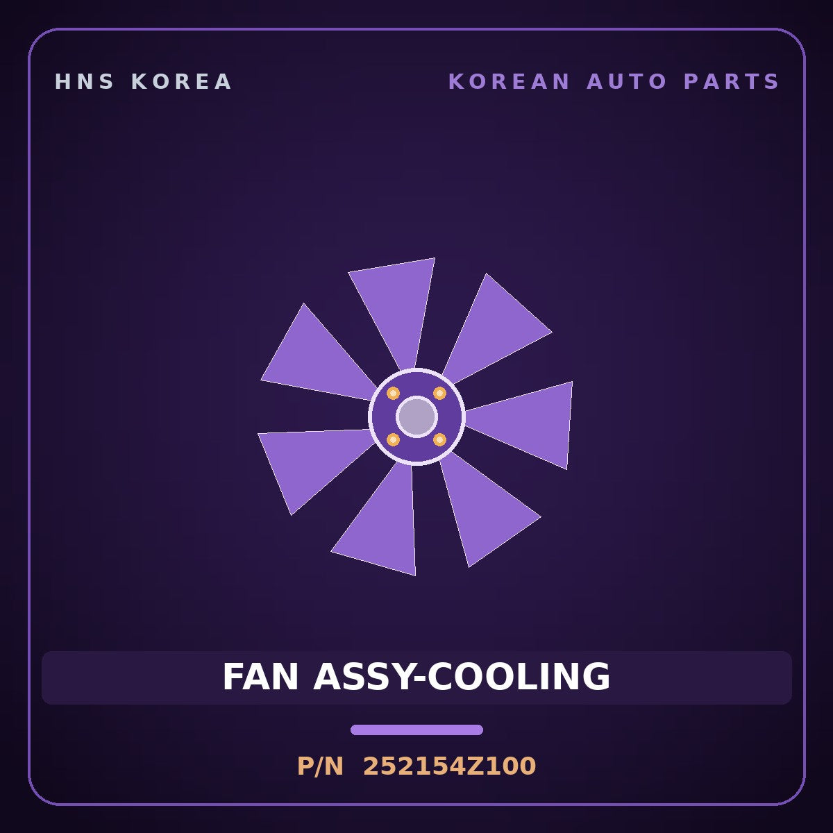 Genuine Mobis FAN ASSY-COOLING 252154Z100 for Bongo 1996 HNS Parts Korea