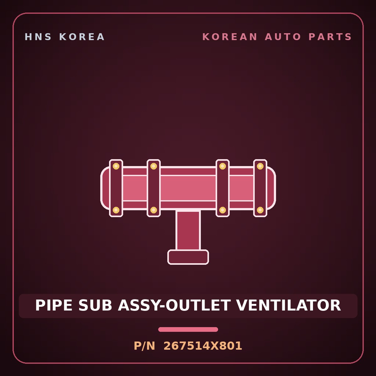 Genuine Mobis PIPE SUB ASSY-OUTLET VENTILATOR 267514X801 for Carnival 1998 HNS Parts Korea