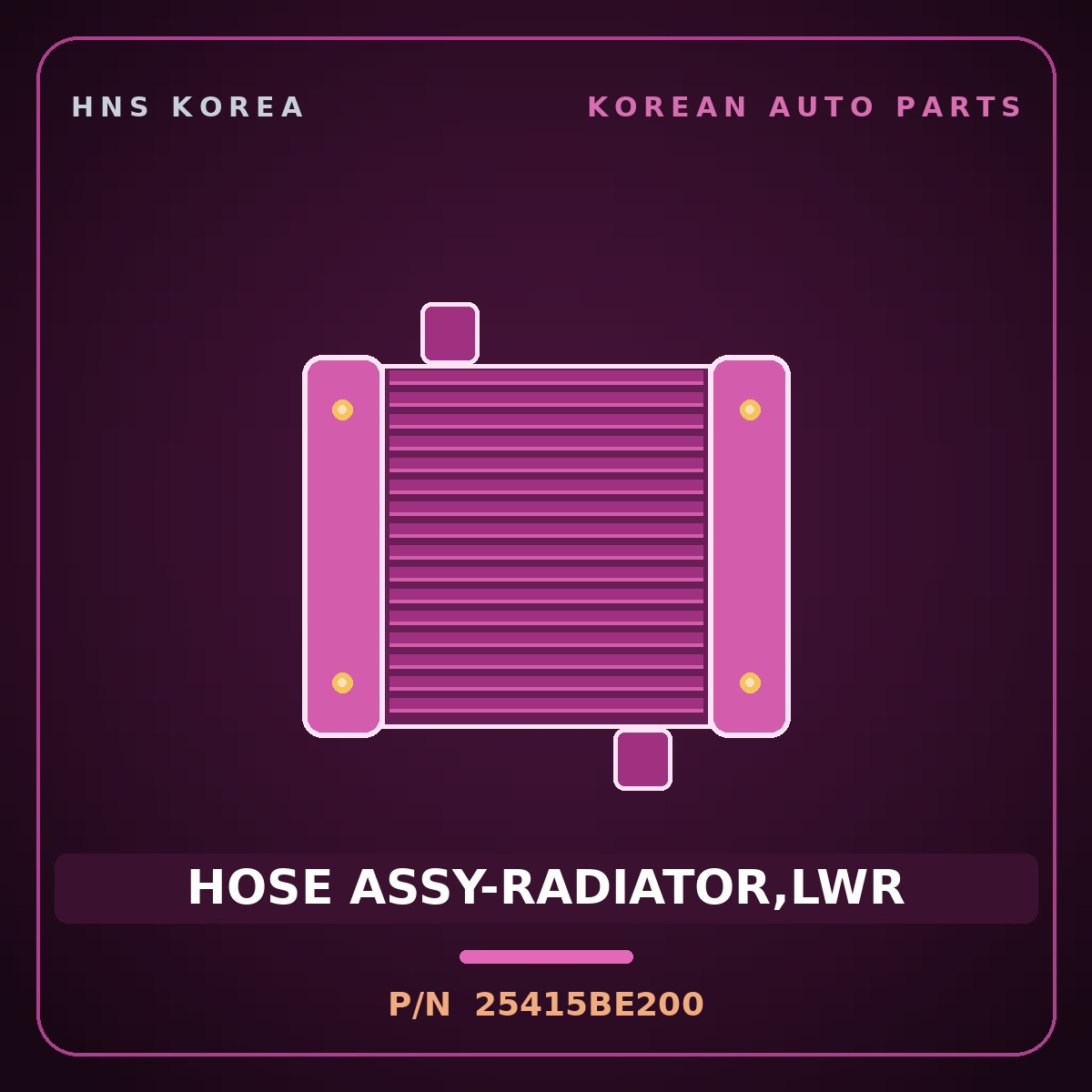 Genuine Mobis HOSE ASSY-RADIATOR,LWR 25415BE200 for Kona 2023 HNS Parts Korea