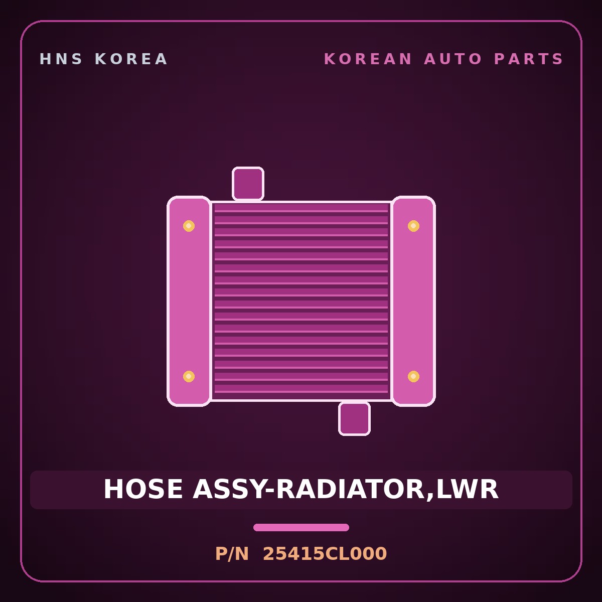 Genuine Mobis HOSE ASSY-RADIATOR,LWR 25415CL000 for Santa Fe 2020 HNS Parts Korea