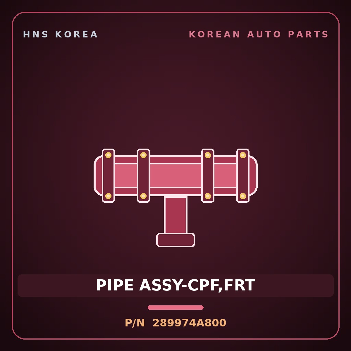 Genuine Mobis PIPE ASSY-CPF,FRT 289974A800 for Bongo 2004 HNS Parts Korea