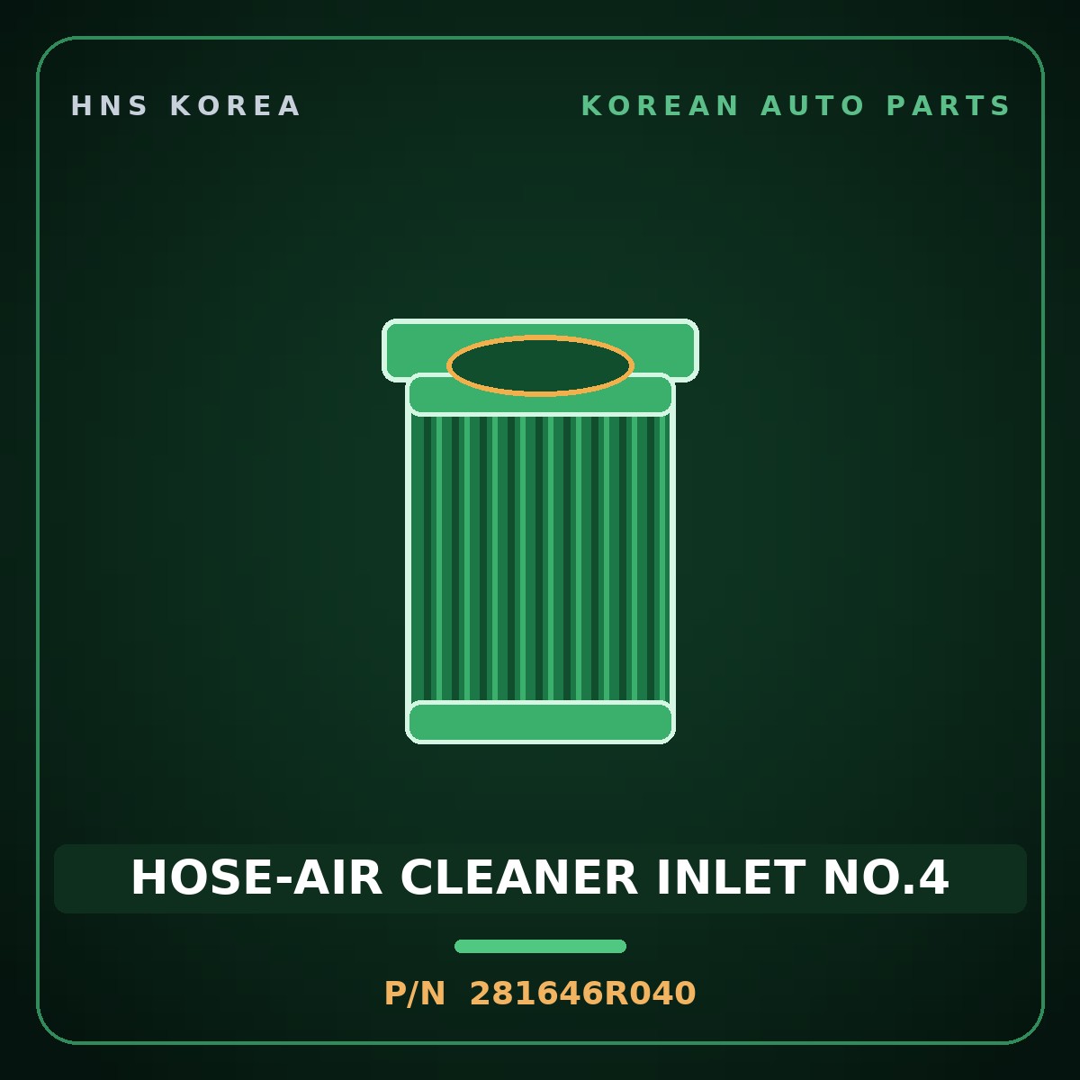 Genuine Mobis HOSE-AIR CLEANER INLET NO.4 281646R040 for Global 900 2008 HNS Parts Korea