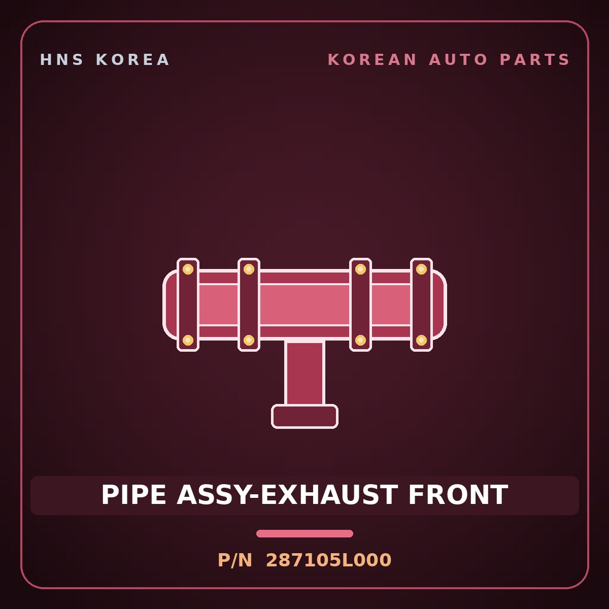 Genuine Mobis PIPE ASSY-EXHAUST FRONT 287105L000 for Mighty 2008 HNS Parts Korea