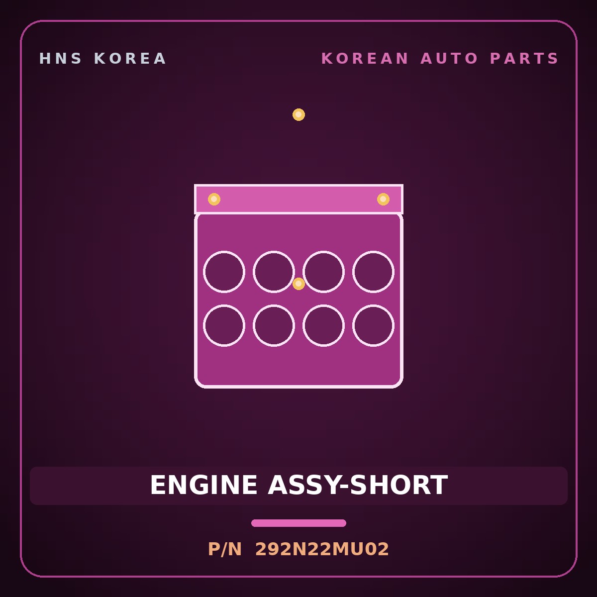 Genuine Mobis ENGINE ASSY-SHORT 292N22MU02 for Elantra 2020 HNS Parts Korea