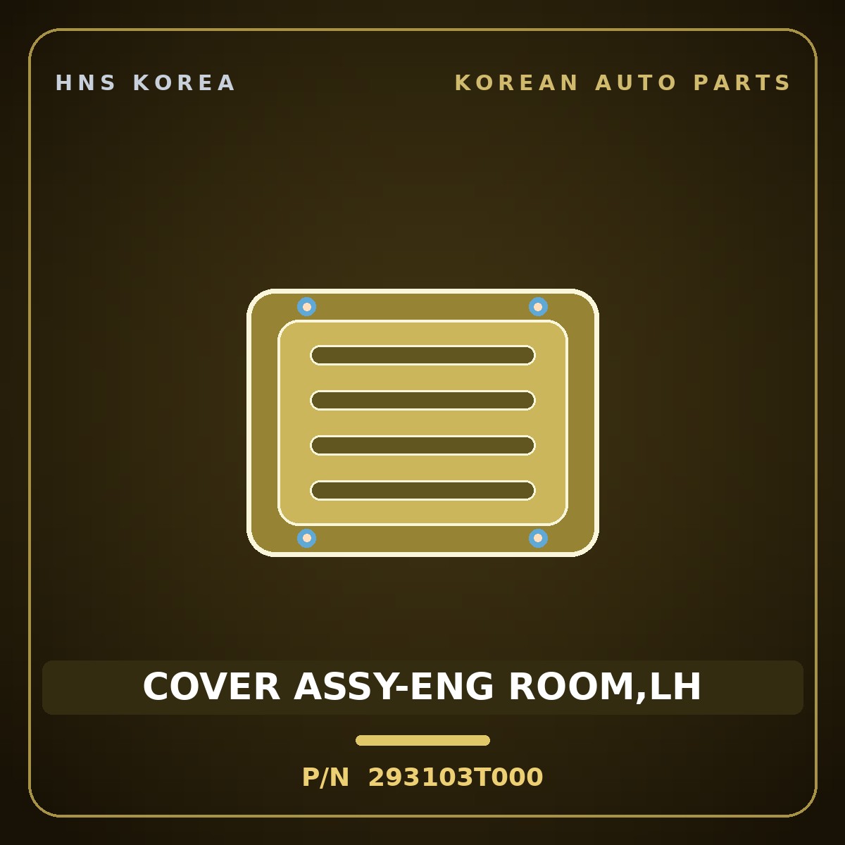 Genuine Mobis COVER ASSY-ENG ROOM,LH 293103T000 for K9 2011 HNS Parts Korea