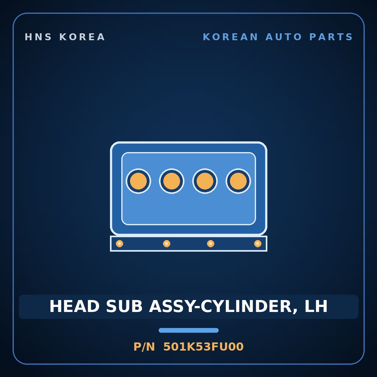 Genuine Mobis HEAD SUB ASSY-CYLINDER, LH 501K53FU00 for Equus 2007 HNS Parts Korea