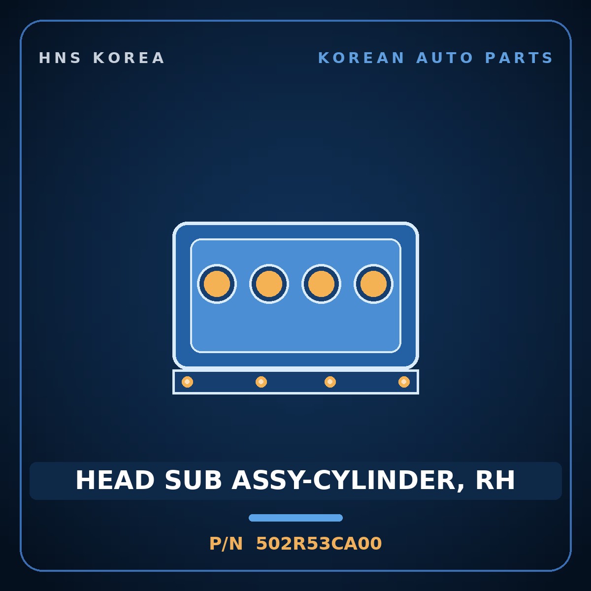 Genuine Mobis HEAD SUB ASSY-CYLINDER, RH 502R53CA00 for Equus 2005 HNS Parts Korea