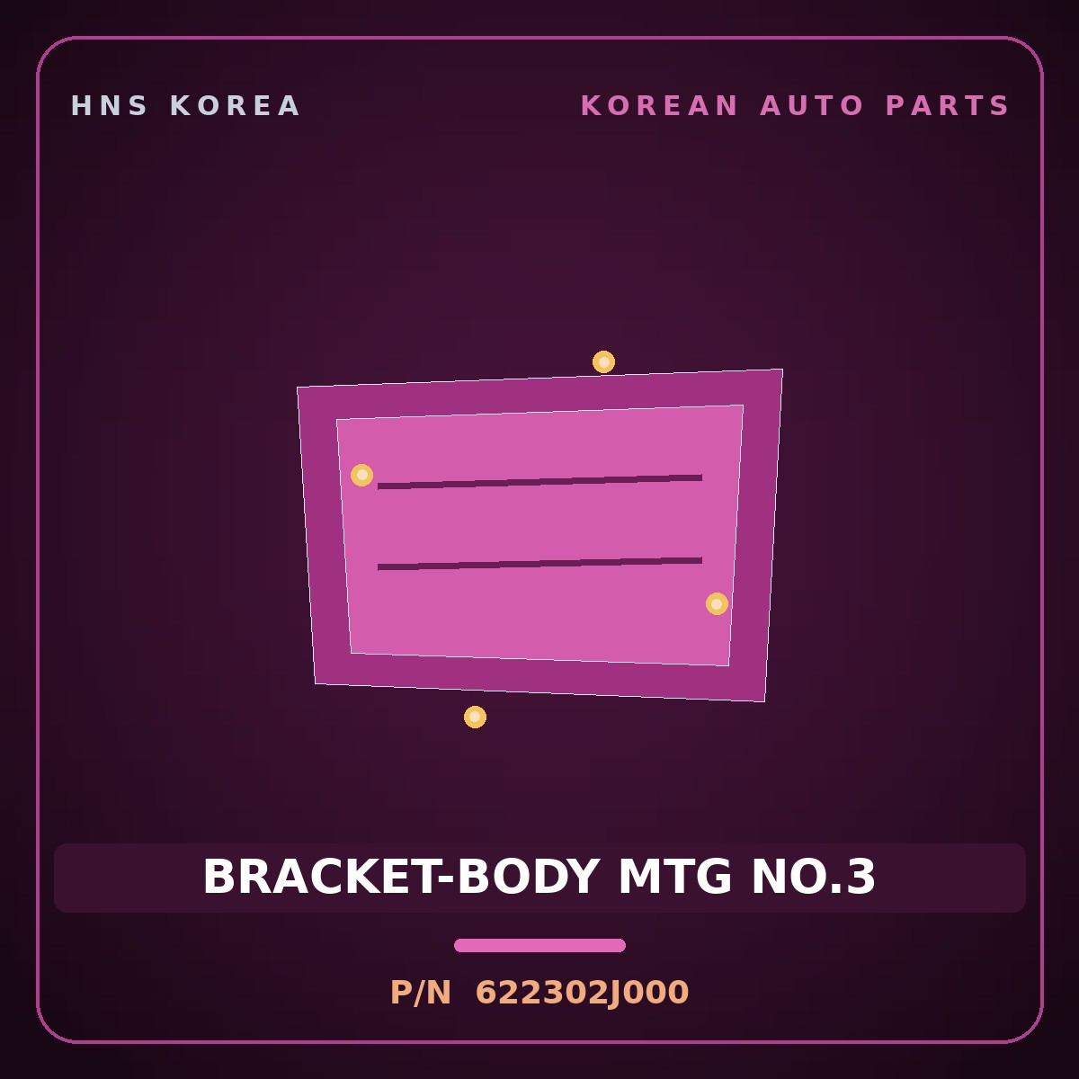 Genuine Mobis BRACKET-BODY MTG NO.3 622302J000 for Mohave 2007 HNS Parts Korea