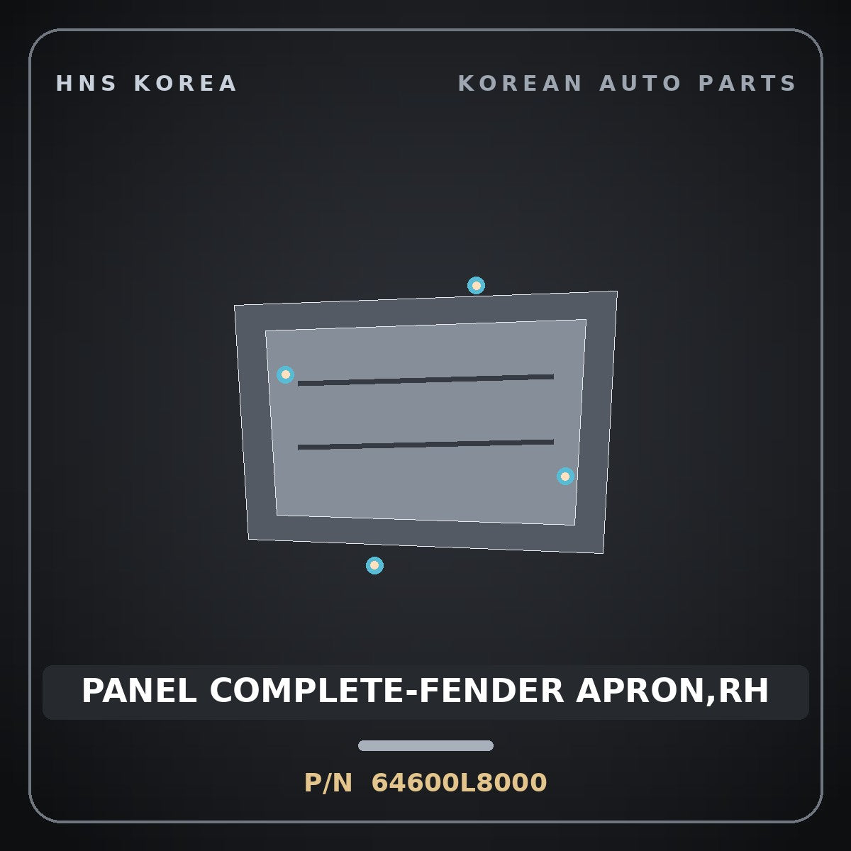 Genuine Mobis PANEL COMPLETE-FENDER APRON,RH 64600L8000 for K8 2022 HNS Parts Korea
