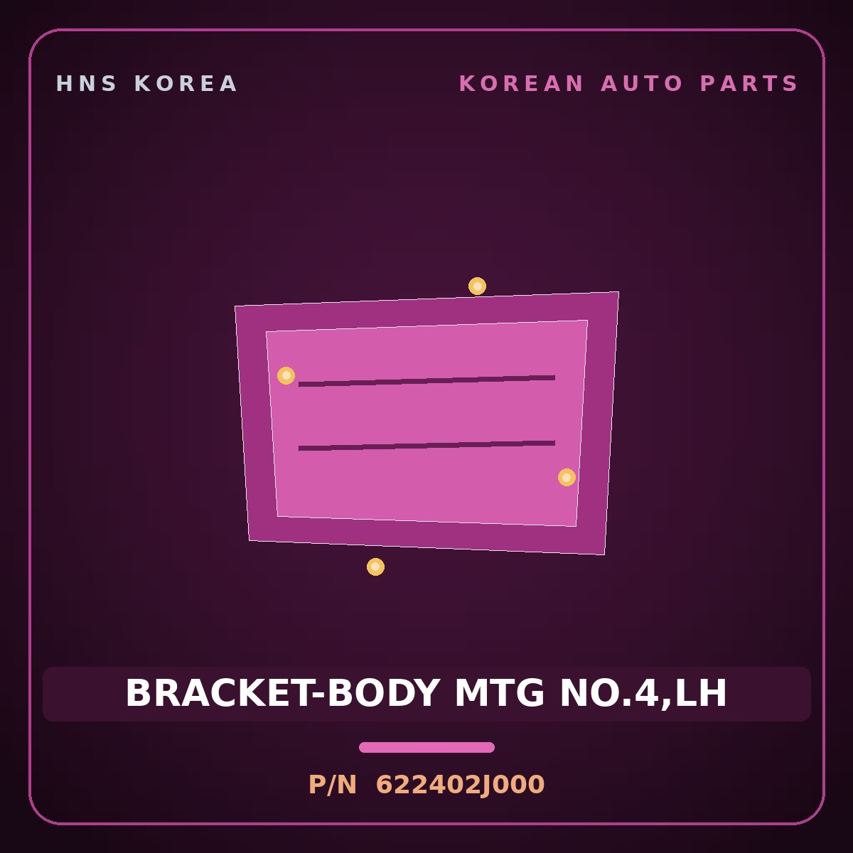 Genuine Mobis BRACKET-BODY MTG NO.4,LH 622402J000 for Mohave 2007 HNS Parts Korea