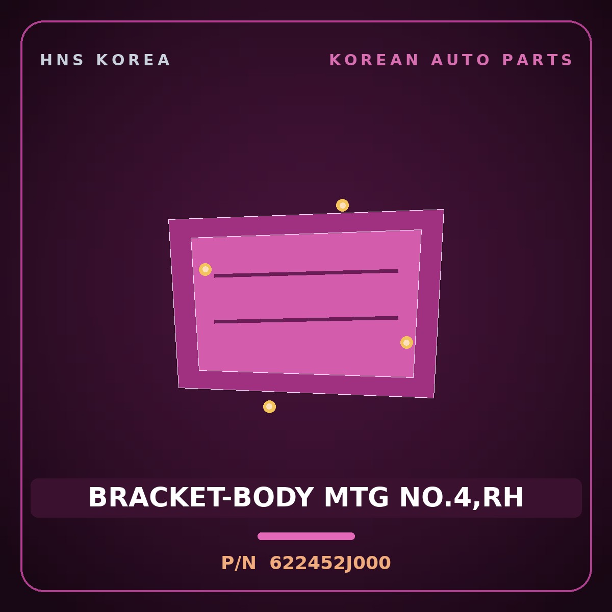 Genuine Mobis BRACKET-BODY MTG NO.4,RH 622452J000 for Mohave 2007 HNS Parts Korea