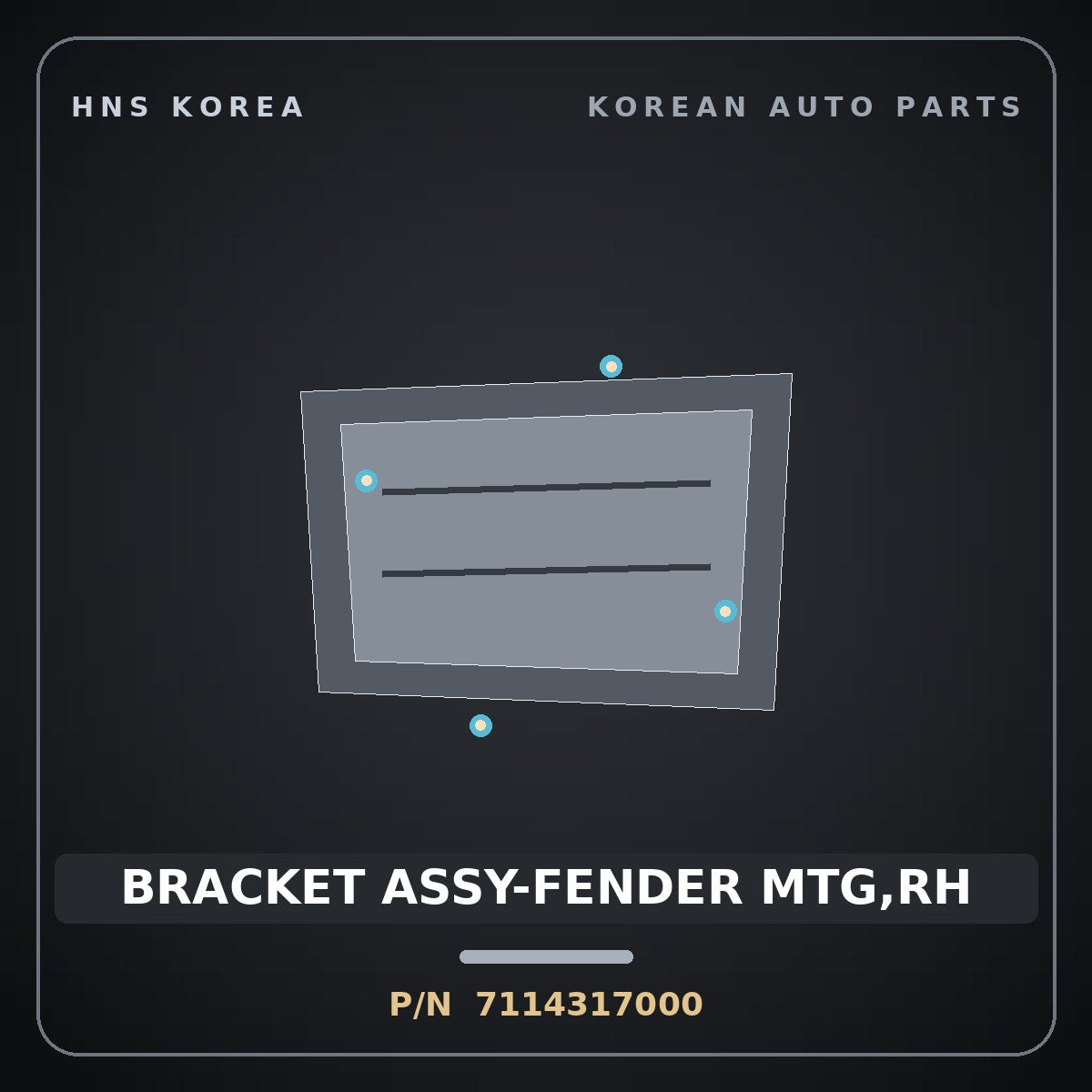 Genuine Mobis BRACKET ASSY-FENDER MTG,RH 7114317000 for Lavita 2001 HNS Parts Korea