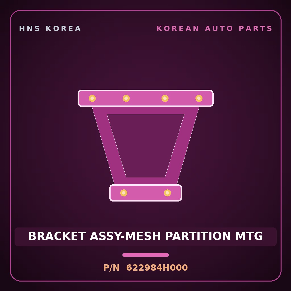 Genuine Mobis BRACKET ASSY-MESH PARTITION MTG 622984H000 for Grand Starex 2007 HNS Parts Korea