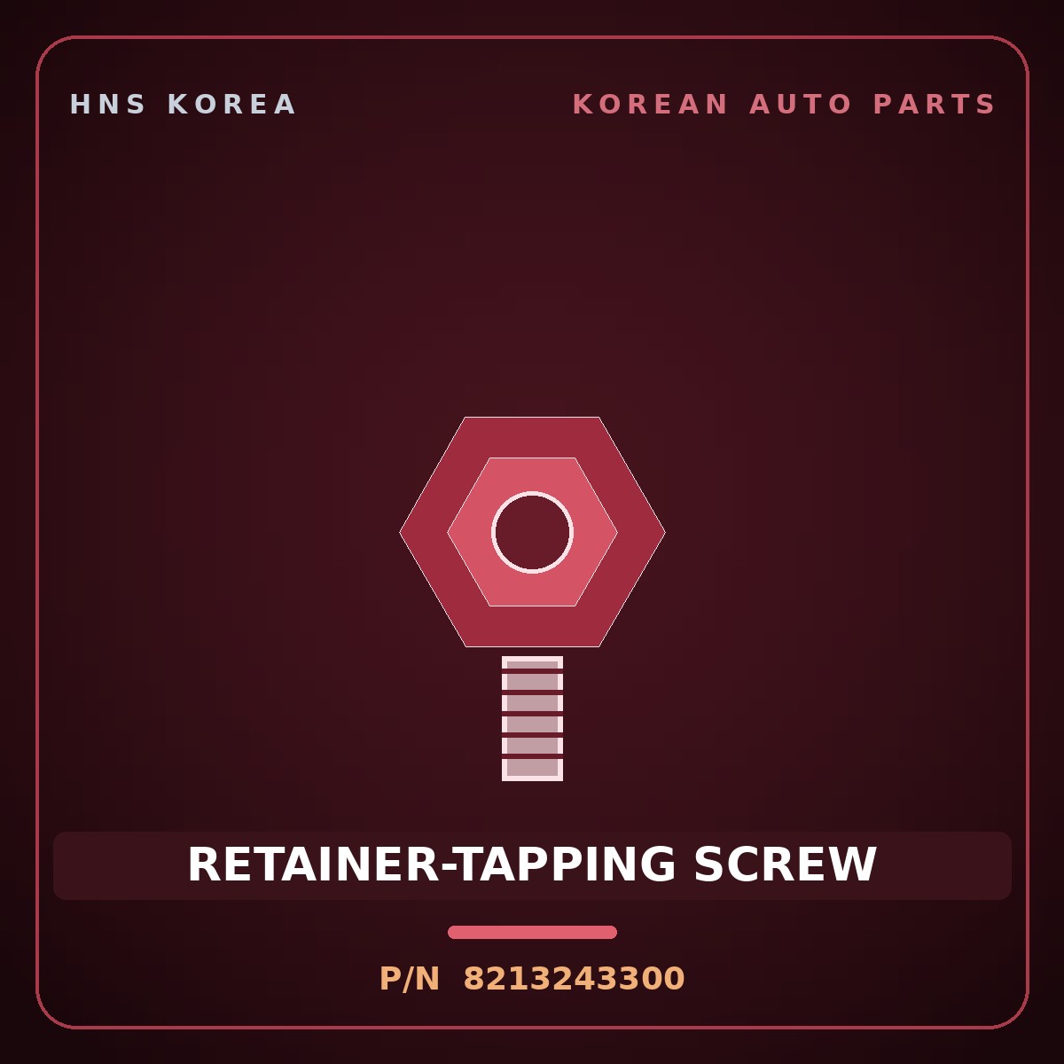 Genuine Mobis RETAINER-TAPPING SCREW 8213243300 for Grace 1995 HNS Parts Korea