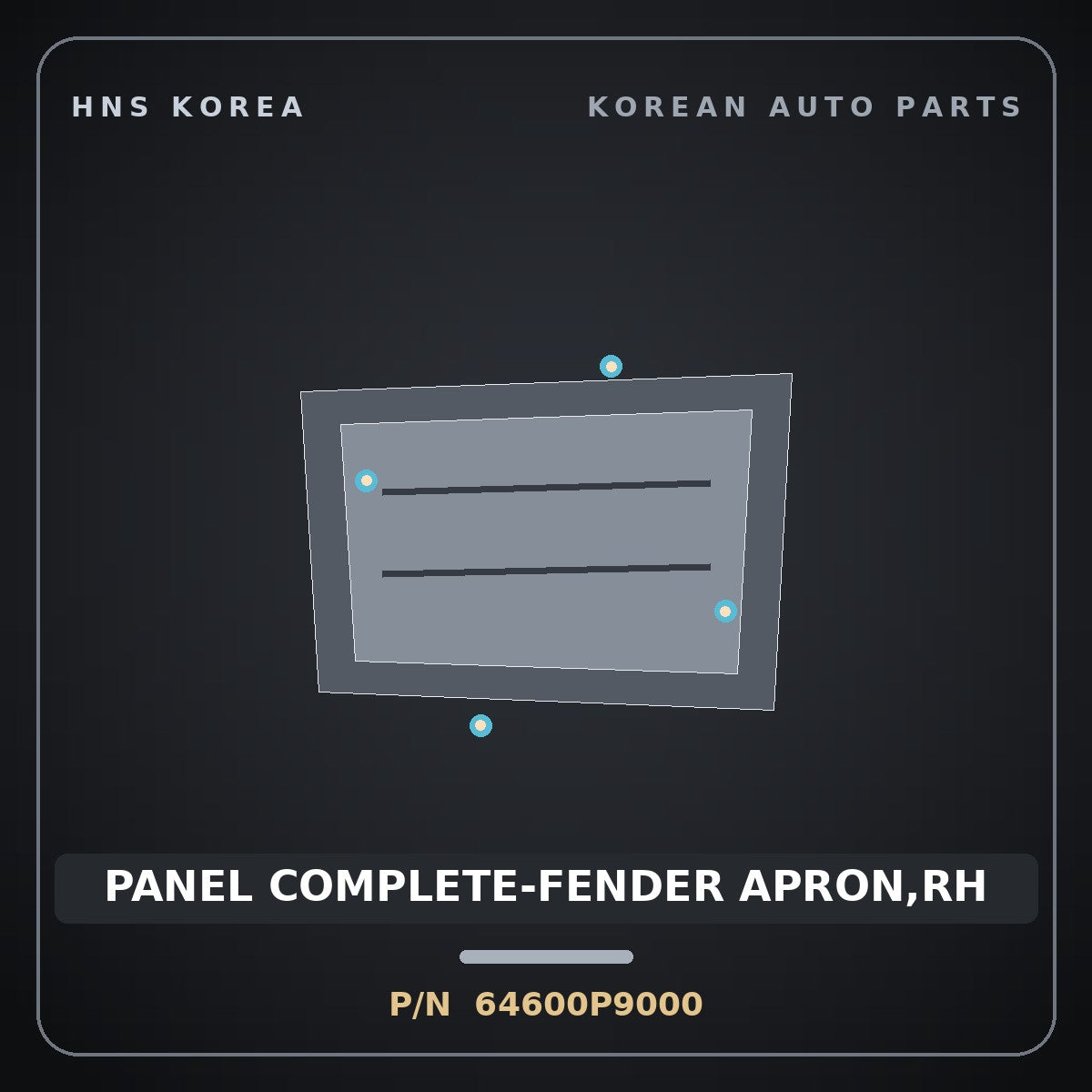 Genuine Mobis PANEL COMPLETE-FENDER APRON,RH 64600P9000 for Palisade 2025 HNS Parts Korea