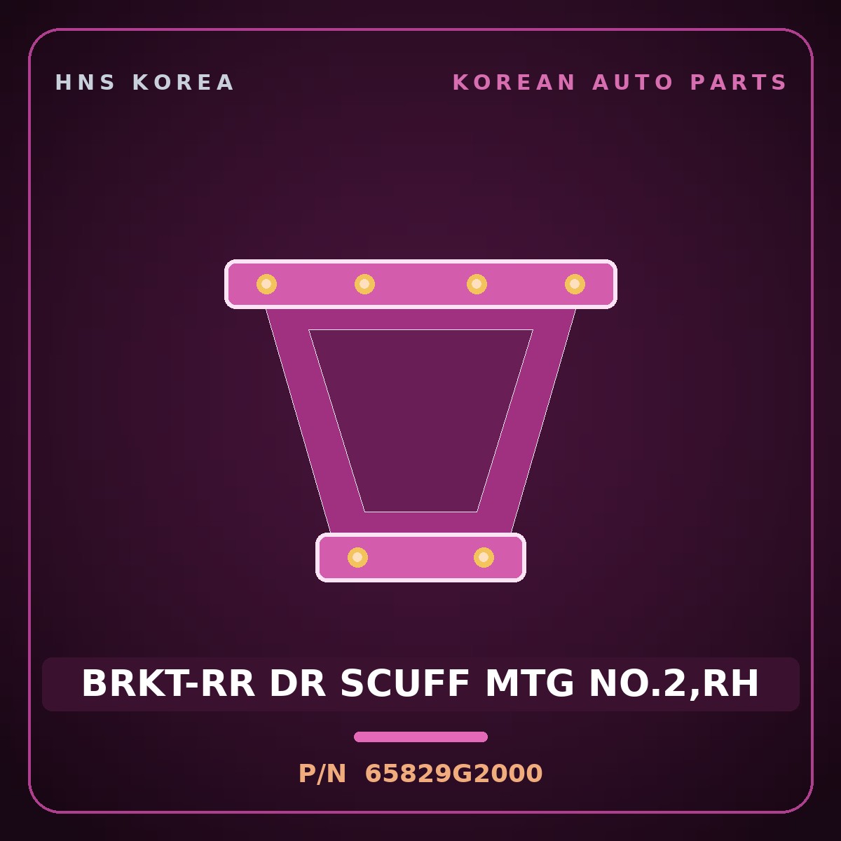 Genuine Mobis BRKT-RR DR SCUFF MTG NO.2,RH 65829G2000 for IONIQ 2016 HNS Parts Korea