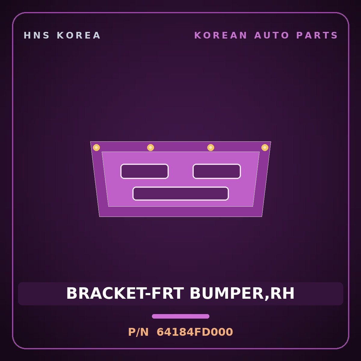 Genuine Mobis BRACKET-FRT BUMPER,RH 64184FD000 for Rio 1999 HNS Parts Korea