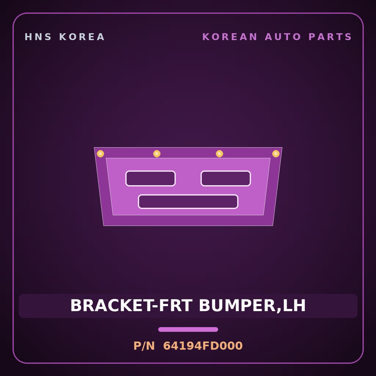 Genuine Mobis BRACKET-FRT BUMPER,LH 64194FD000 for Rio 1999 HNS Parts Korea