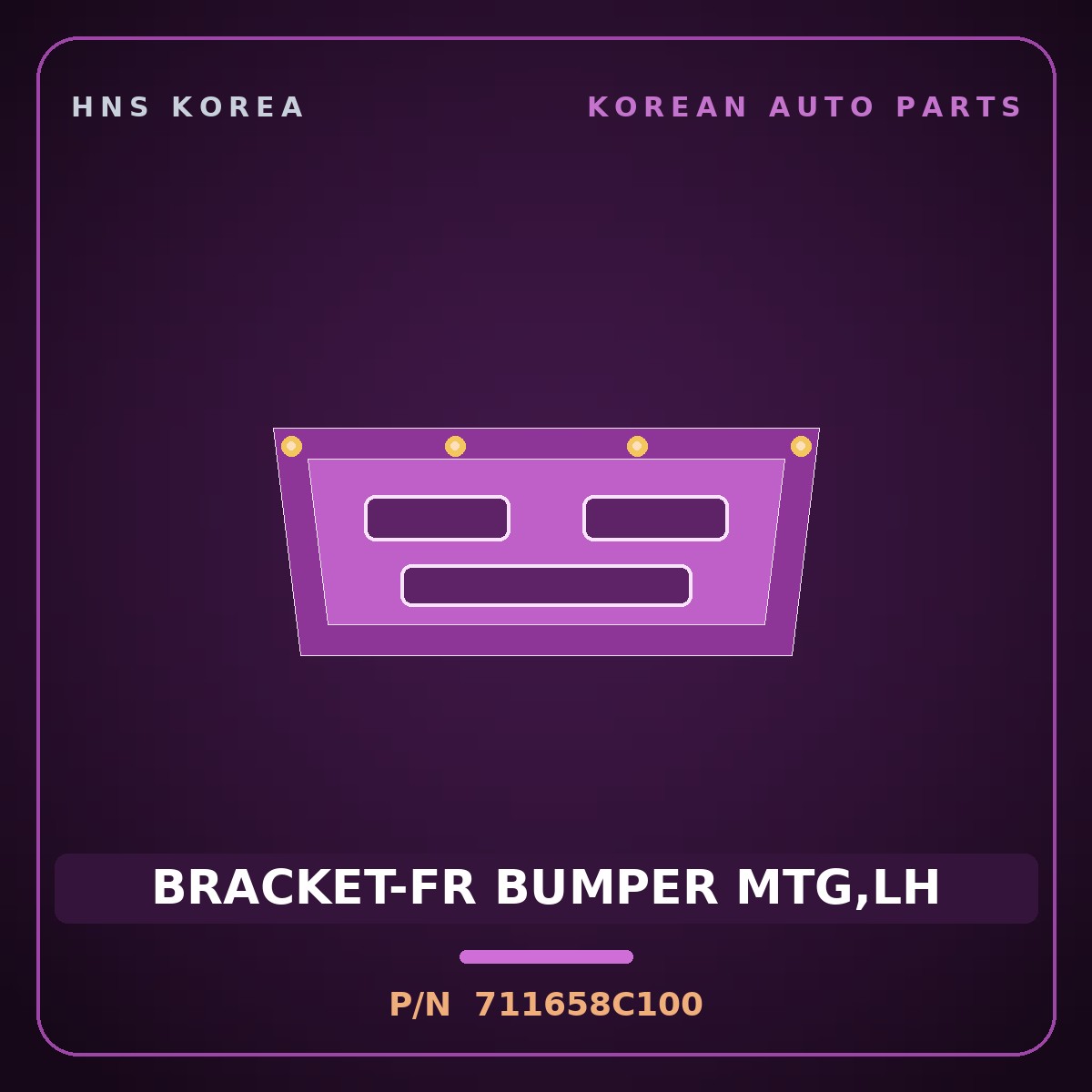 Genuine Mobis BRACKET-FR BUMPER MTG,LH 711658C100 for Aero City 2000 HNS Parts Korea
