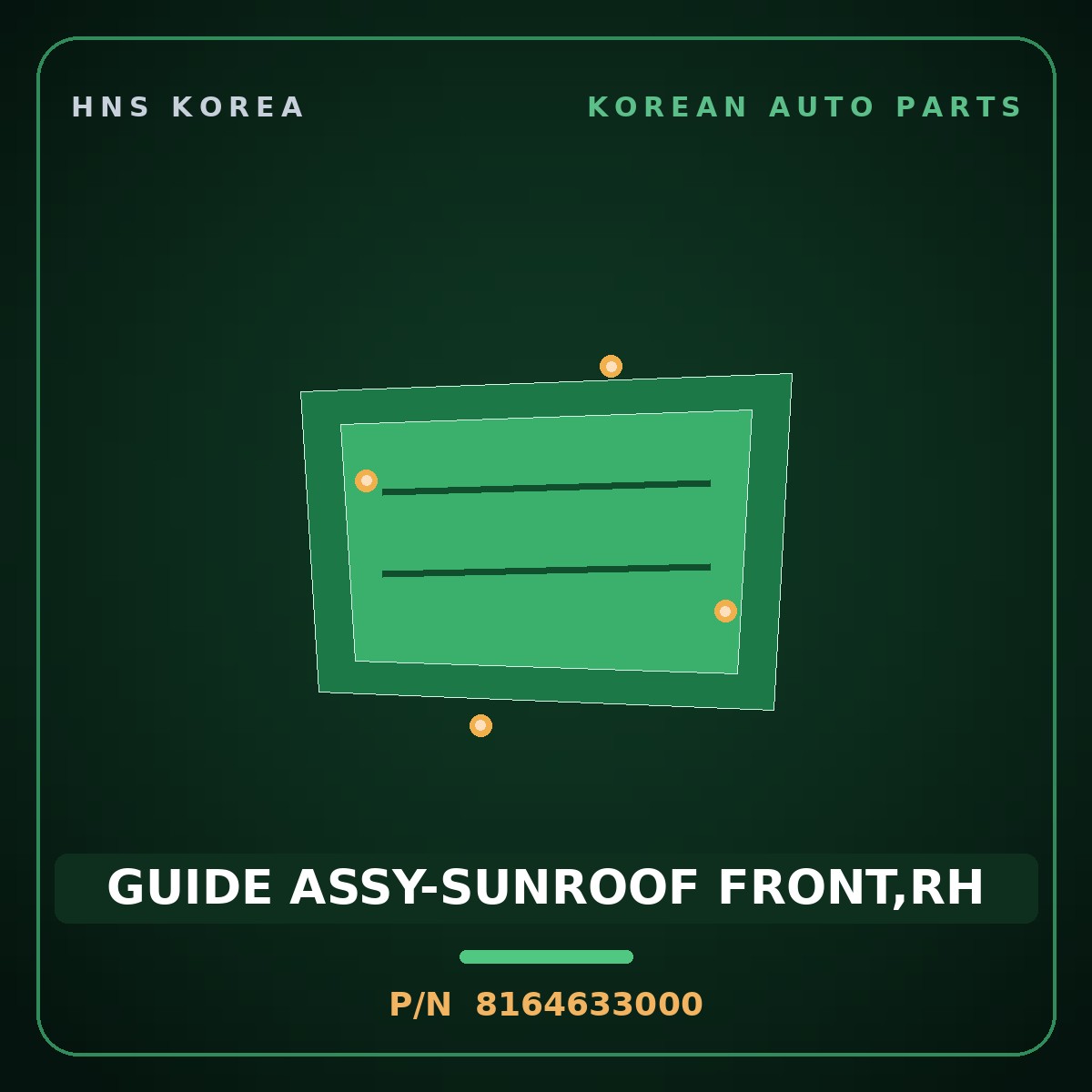 Genuine Mobis GUIDE ASSY-SUNROOF FRONT,RH 8164633000 for Sonata 1995 HNS Parts Korea
