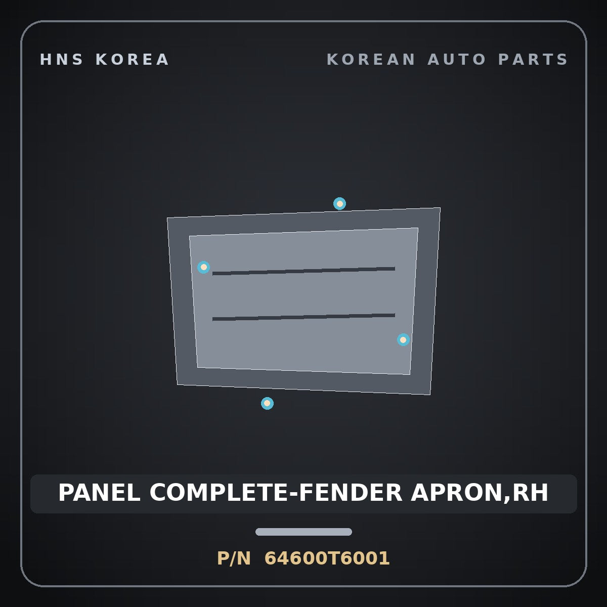 Genuine Mobis PANEL COMPLETE-FENDER APRON,RH 64600T6001 for Genesis GV80 2020 HNS Parts Korea