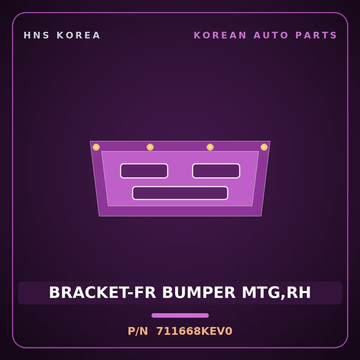 Genuine Mobis BRACKET-FR BUMPER MTG,RH 711668KEV0 for Elec City 2008 HNS Parts Korea