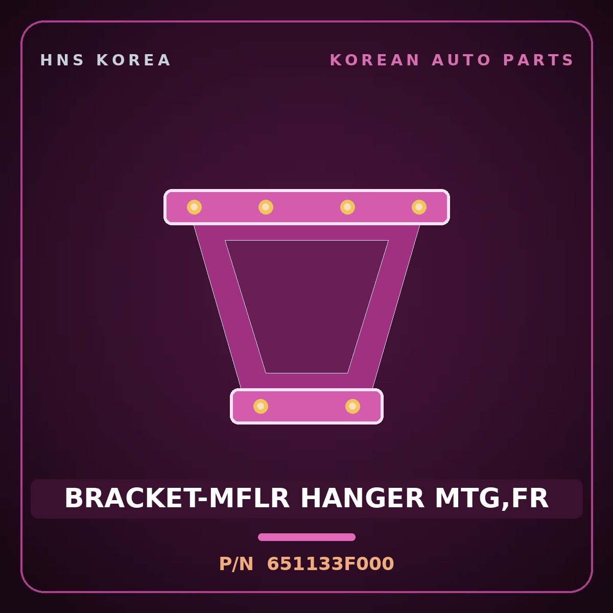 Genuine Mobis BRACKET-MFLR HANGER MTG,FR 651133F000 for Opirus 2003 HNS Parts Korea