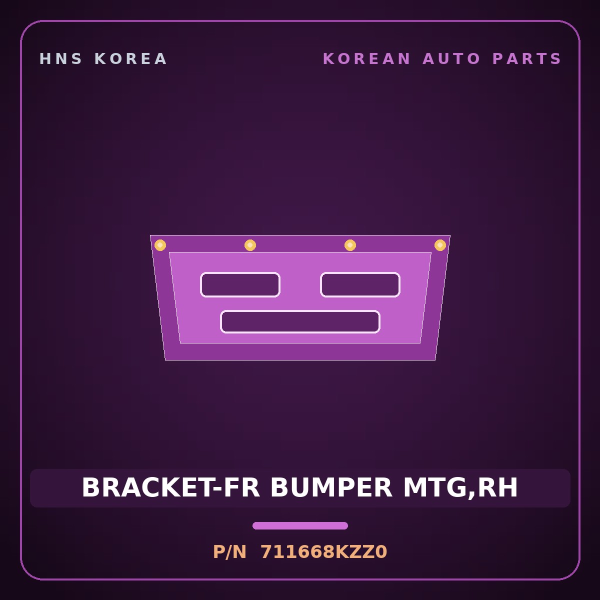 Genuine Mobis BRACKET-FR BUMPER MTG,RH 711668KZZ0 for Aero City 2008 HNS Parts Korea