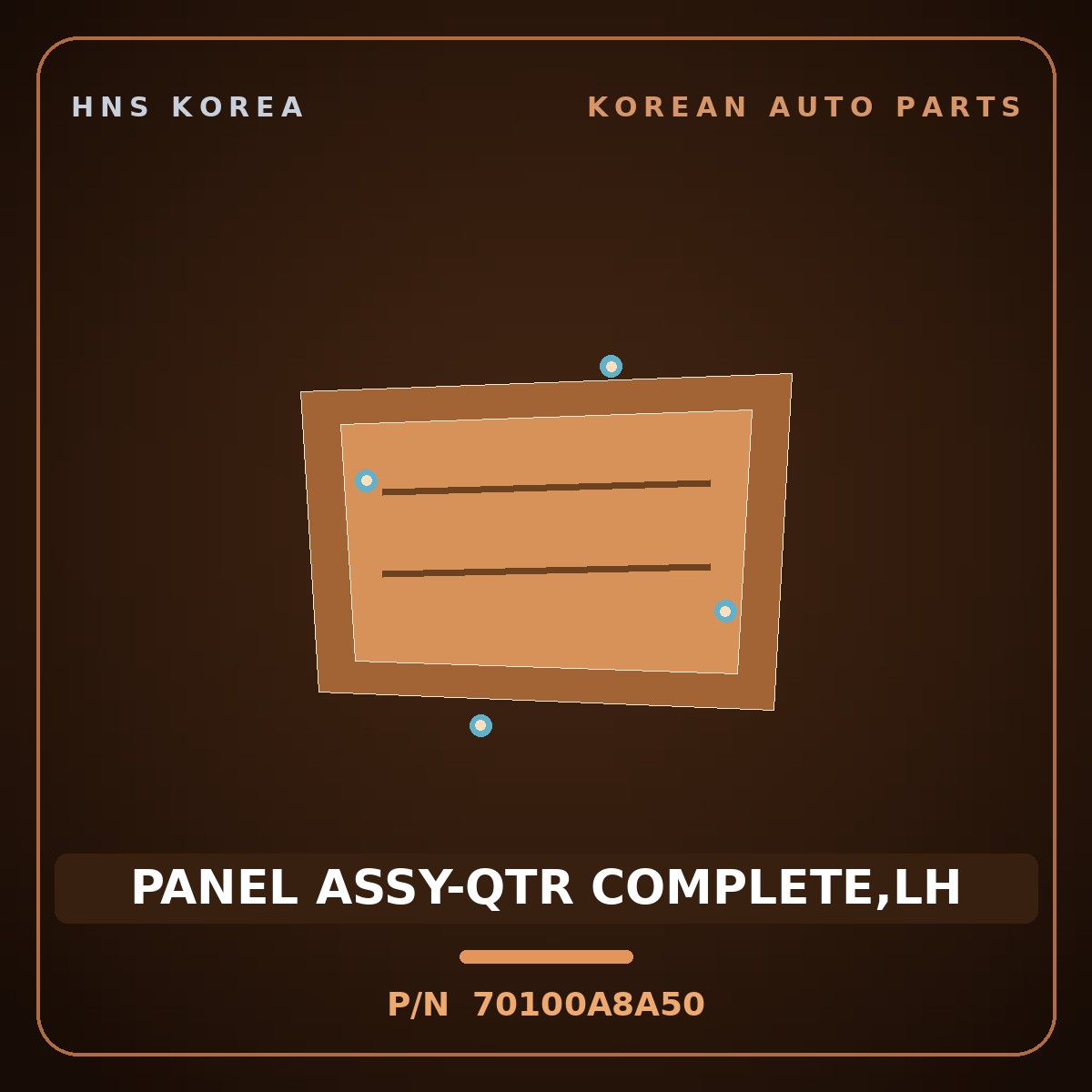 Genuine Mobis PANEL ASSY-QTR COMPLETE,LH 70100A8A50 for K5 2016 HNS Parts Korea