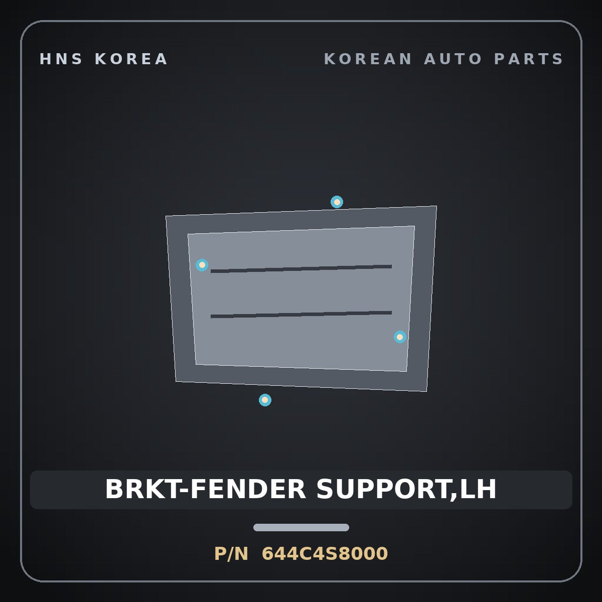 Genuine Mobis BRKT-FENDER SUPPORT,LH 644C4S8000 for Palisade 2019 HNS Parts Korea