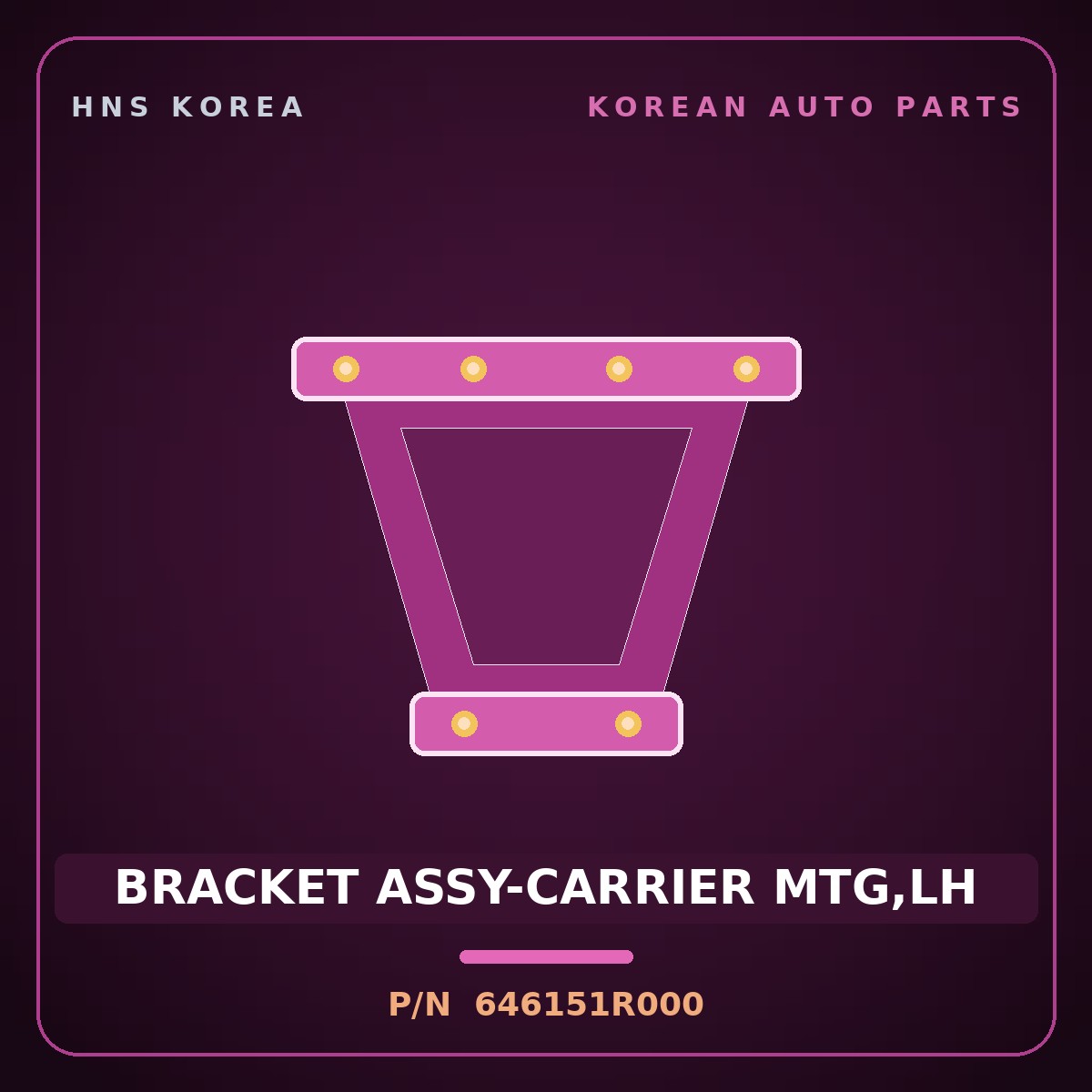 Genuine Mobis BRACKET ASSY-CARRIER MTG,LH 646151R000 for Accent 2011 HNS Parts Korea